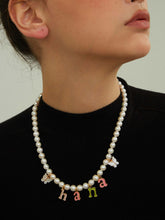 wearing Custom Letter Pearl Necklace